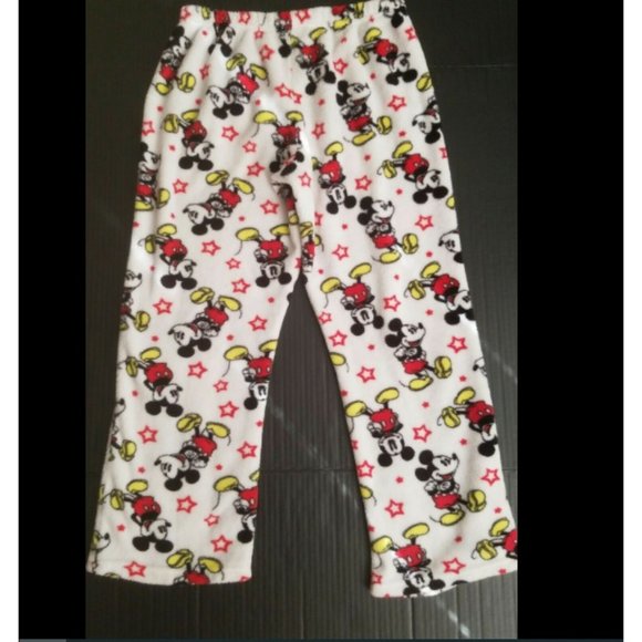 Disney Kids Mickey Mouse Plush Fleece Pajama Pants Loungewear Bottoms Sz Medium - Picture 3 of 9